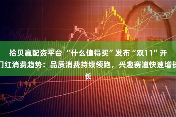 拾贝赢配资平台 “什么值得买”发布“双11”开门红消费趋势：品质消费持续领跑，兴趣赛道快速增长